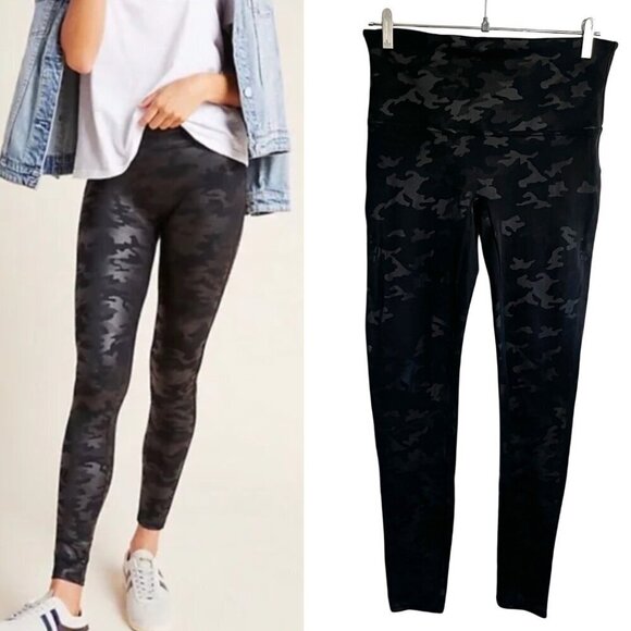 SPANX Pants - SPANX Black Camo Printed Metallic Seamless High Waisted Full Length Leggings